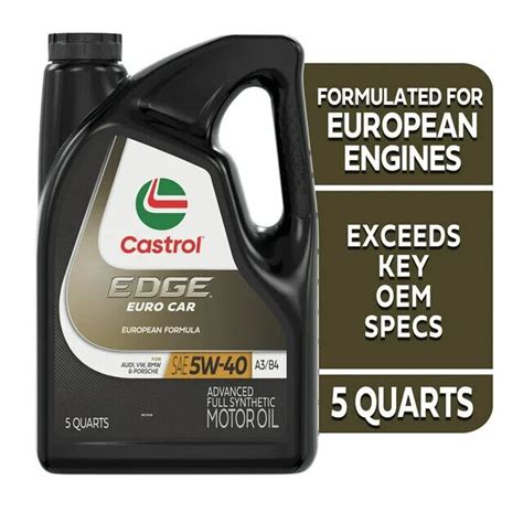 Castrol EDGE Euro 5W 40 A3 B4 Advanced Full Synthetic Motor Oil 5