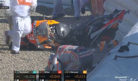 Marc Marquez Suffers First Big Crash Since Motogp Return At Spanish Gp