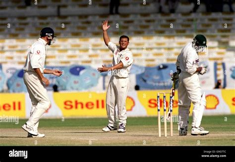 England S Darren Gough C Celebrates Claiming The Wicket Of Pakistan S