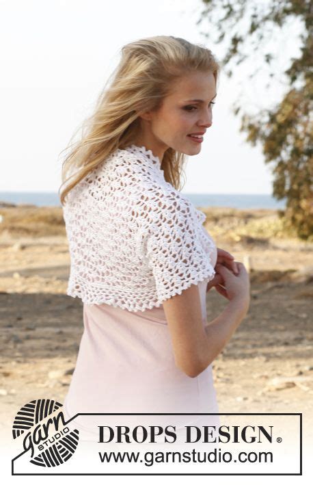 Crochet Drops Bolero With Lace Pattern In Cotton Viscose Size S