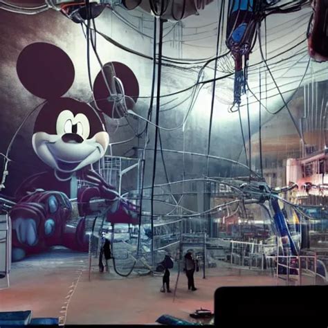 Giant Mickey Mouse Being Operated On By Several Stable Diffusion