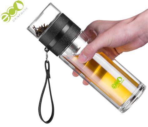 BPA Free Bamboo Tea Infuser Bottle / Adults Reusable Glass Water Bottles