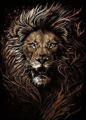 Angry Lion Portrait Poster By Mounier Wanjak Displate