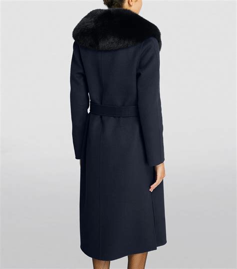 Womens Yves Salomon Blue Cashmere Wool Wrap Around Coat Harrods Us