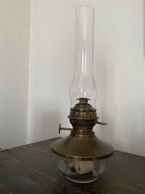 Ldre Fotogenlampa Retro Oljelampa Glas Metall K P P Tradera