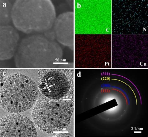 A Sem Image Of Ptcu Mcns B Mappings Of C N Pt And Cu Elements