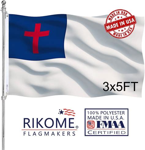 Rikome Double Sided Christian Flag 3x5 Outdoor Made In Usa