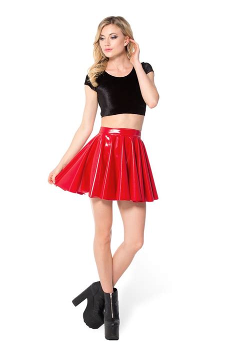 Red Leather Skater Skirt