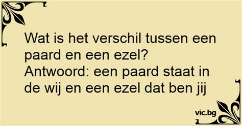 Wat Is Het Verschil Tussen Een Paard En Een Ezel Antwoord Een Paard Staat In De Wij En Een