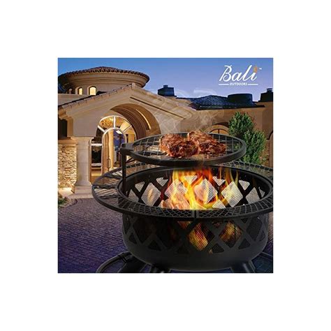 Bali Outdoors Wood Burning Fire Pit With Quick Removable Cooking Grill