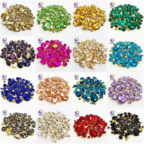 Piedras De Cristal Para Coser Base Dorada Forma Mixta Superior Garra