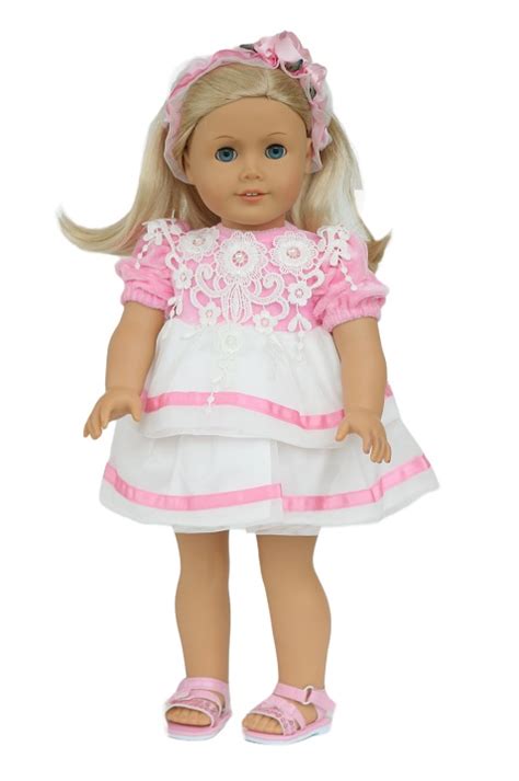 18 Doll Pink Velvet Lace Dress And Headband The Doll Boutique