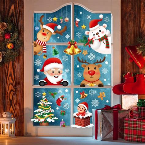 Kerst Raam Stickers Herbruikbare Stks Xmas Raam Stickers Kerst