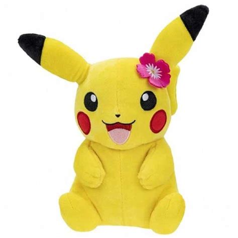 Plush Pikachu With Pink Flower Pok Mon Playgosmart