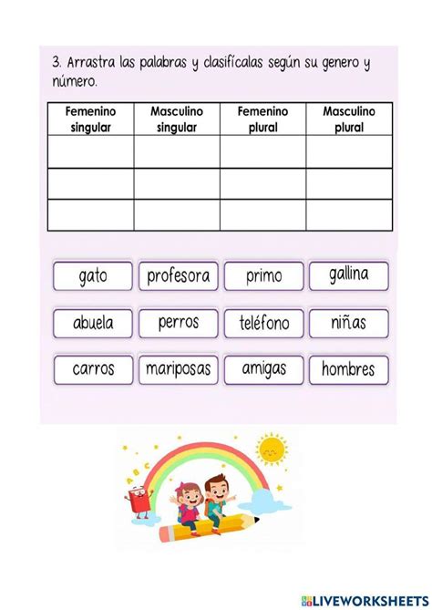 Género Y Número Del Sustantivo Online Pdf Worksheet Live Worksheets