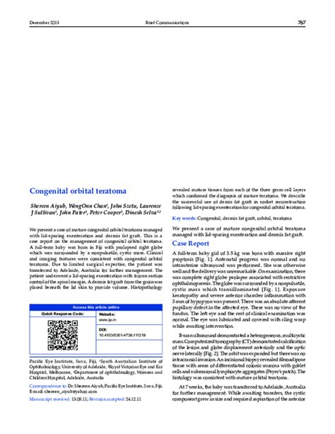 (PDF) Congenital orbital teratoma