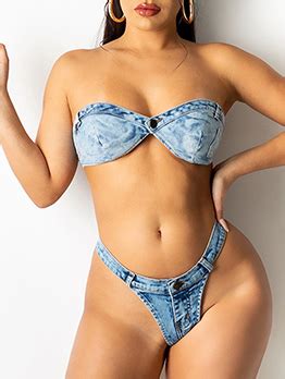 Wholesale Sexy Faux Denim Two Piece Bikini Sets Bko Wholesale