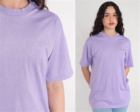 80s Purple T Shirt Plain Tshirt Blank Short Sleeve Shirt Etsy