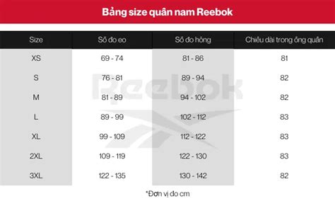 Bảng Size Quần Nam And Cách Chọn Size Quần Nam Chuẩn Nhất 2022 Reebok