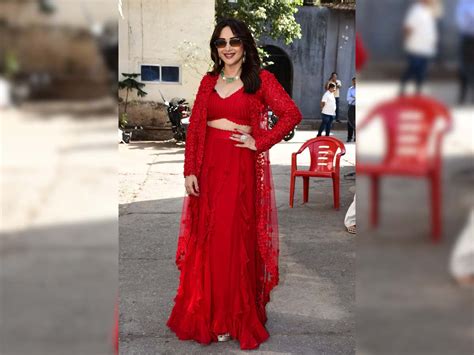 Madhuri Dixit Looks Stunning In Full Red Dress Mesmerising Pics Viral