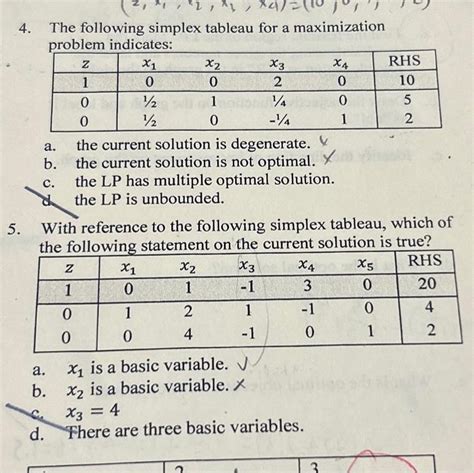 4 The Following Simplex Tableau For A Maximization