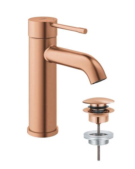 Grohe Essence New håndvaskarmatur m push open bundventil Børstet Warm