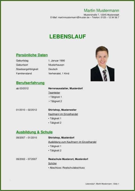 Lebenslauf Ausbildung Vorlage Word