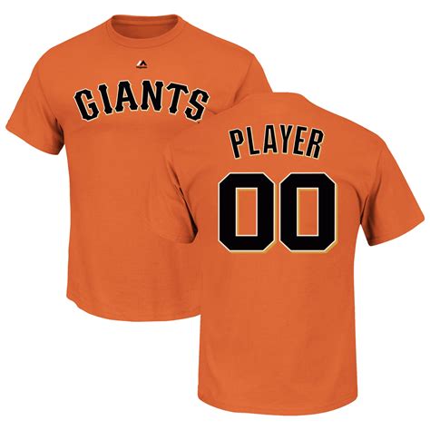 Majestic San Francisco Giants Orange Custom Roster Name And Number T Shirt