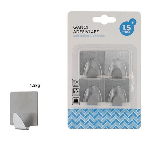 Set Pz Ganci Appendini Adesivi Parete Cucina Bagno Quadrati