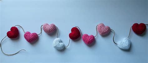 Heart Garland Crochet Heart Banner Pink Heart Garland Crochet