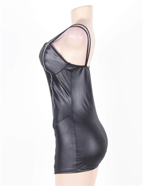 Plus Size Black Sexy Leather Dress Ohyeah Lingerie