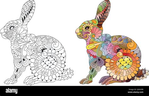 Spring Rabbit Coloring Page For Adult And Children Easter Background