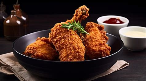 Premium Ai Image Chicken Wings In Black Plate With Sauce