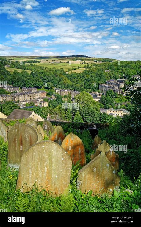 Uk West Yorkshire Hebden Bridge View From The Buttress Stock Photo