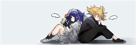 Safebooru 1boy 1girl Back To Back Black Footwear Black Gloves Black Pants Blonde Hair Blue