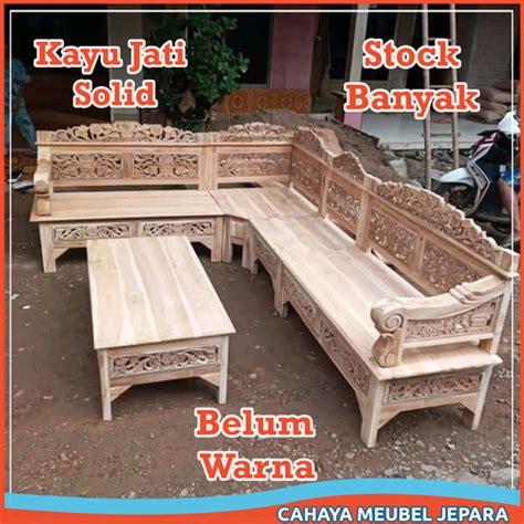 Jual Set Kursi Meja Tamu Sudut Bagong Ukir Jepara Mentahan Termurah