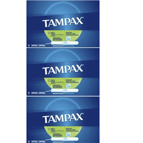 3 Pack Tampax Tampons Super Absorbency Backup Protection Anti Slip