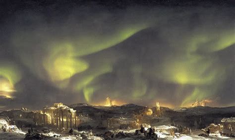 Ancient Hyperborean City At Night Snow Aurora Stable Diffusion