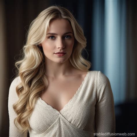 Woman In Her 20s Beauty Blonde Wave Long Hair Full Body No Background Prompts Stable Diffusion