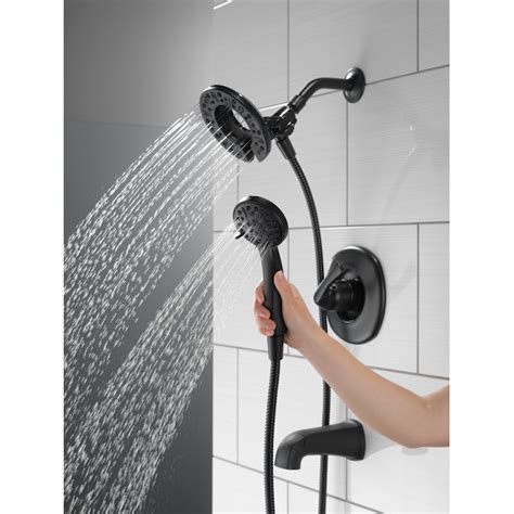 Delta Larkin Matte Black 1 Handle Multi Function Round Bathtub And Shower Faucet Valve Included