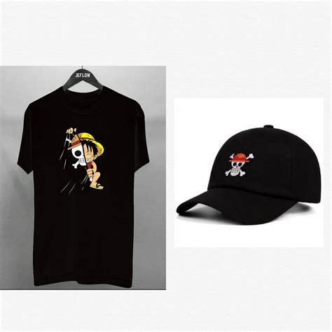 Jual Paket Kaos Dan Topi One Piece Kaos Luffy One Piece Plus Topi