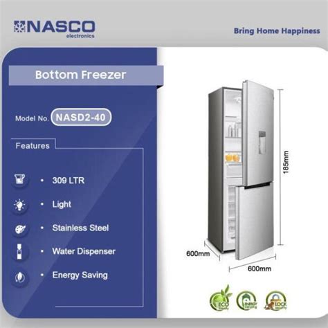 Nasco 300L Bottom Freezer Refrigerator Traffic Free Gh