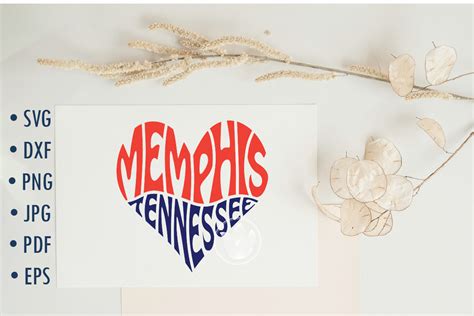 Memphis Tennessee Word Art Svg Cut File Heart Typography By Prettydd