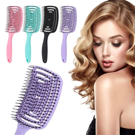 Professional Detangler Bristle Hollow Scalp Message Big Hair Comb