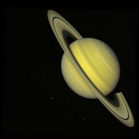 Saturn With Rhea and Dione (True Color)