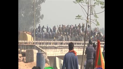 Tear Gas Shelling Stone Pelting Continue At Shambhu Border As Farmers