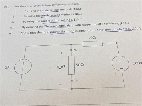 Solved H1 For The Circuit Given Below Compute Vo