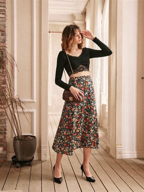 Shein Frenchy Ausgestellter Rock Mit Blume Muster Aktuelle Trends