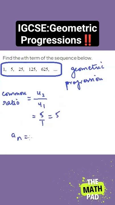 Finding Nth Term Geometric Progression Igcse Sequences Satmath Satprep Igcsemaths Fyp