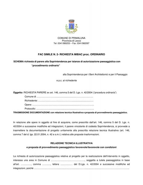 Richiesta Di Parere Alla Soprintendenza Per Istanze Di Autorizzazione